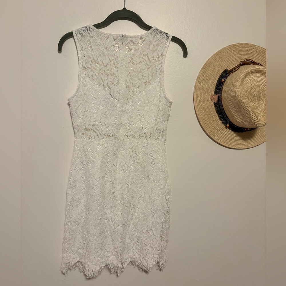 Lulu's Ivory Lace Sleeveless Mini Dress - Picture 8 of 10